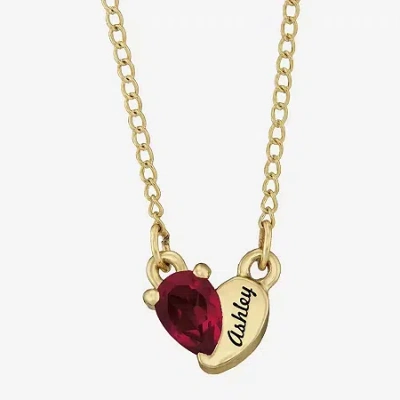Fine Jewelry Personalized Girls Heart Birthstone Pendant Necklace In Gold