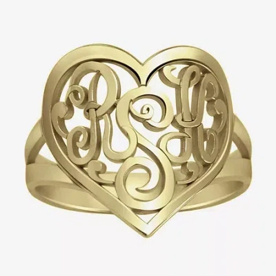 Fine Jewelry Personalized 18mm Script Monogram Heart Ring In Yellow
