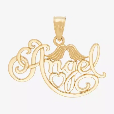 Fine Jewelry Womens 14k Gold Angel Pendant In Transparent