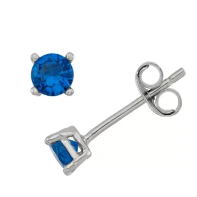 Fine Jewelry Lab Created Blue Cubic Zirconia Sterling Silver 4mm Stud Earrings In Neutral