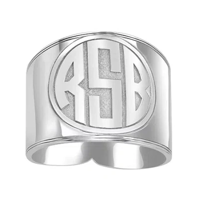 Fine Jewelry Personalized Circle Block Monogram Ring In White
