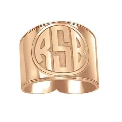 Fine Jewelry Personalized Circle Block Monogram Ring In Pink