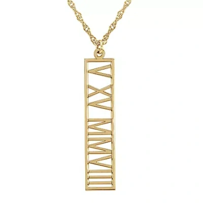 Fine Jewelry Personalized Roman Numeral Date Pendant Necklace In Yellow