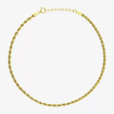 Fine Jewelry Womens 10k Gold 9 Inch Hollow Rope Ankle Bracelet In Transparent