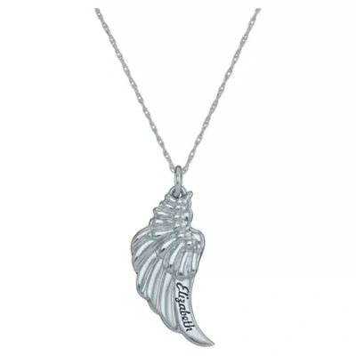 Fine Jewelry Personalized Angel Wing Pendant Necklace In White