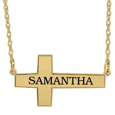 Fine Jewelry Personalized Sterling Silver Cross Pendant Necklace In Yellow