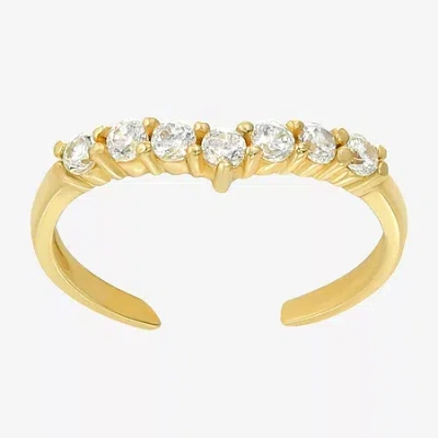 Fine Jewelry White Cubic Zirconia 10k Gold Adjustable Toe Ring In Transparent