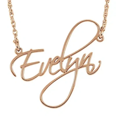 Fine Jewelry Personalized 27mm Cursive Name Pendant Necklace In Pink