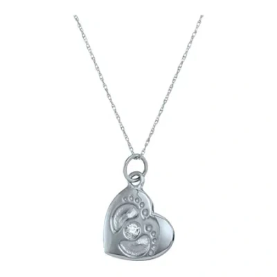 Fine Jewelry Personalized Simulated Birthstone Footprint Heart Pendant Necklace In White
