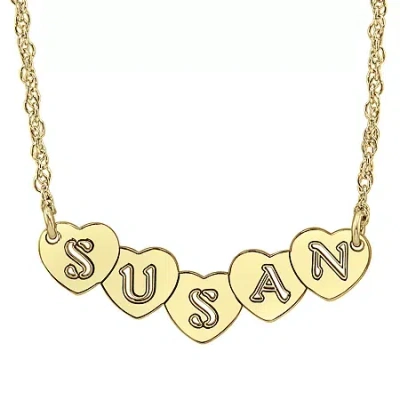 Fine Jewelry Personalized Hearts Name Necklace In Yellow