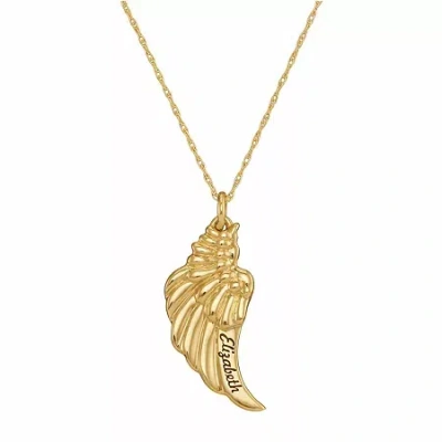 Fine Jewelry Personalized Angel Wing Pendant Necklace In Yellow