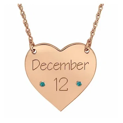 Fine Jewelry Personalized Birthstone Date Heart Necklace In Pink