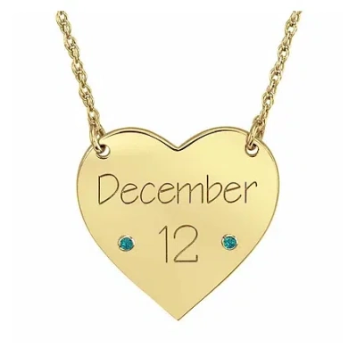 Fine Jewelry Personalized Birthstone Date Heart Necklace In Yellow