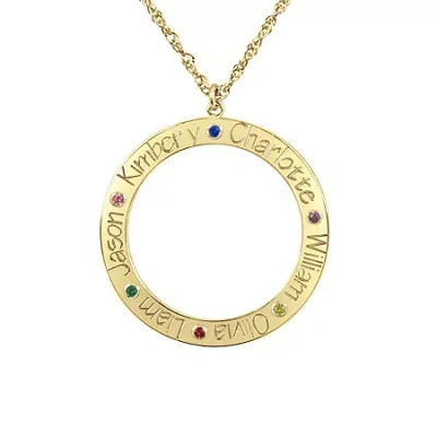 Fine Jewelry Personalized Birthstone Family Name Circle Pendant Necklace In Yellow