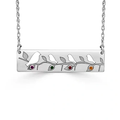Fine Jewelry Bird Womens Multi Color 14k Gold Bar Rectangular 18 Inch Pendant Necklace In White