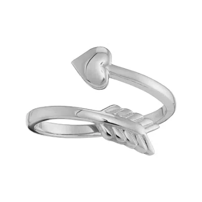 Fine Jewelry Personalized 14k White Gold Bypass Arrow Initial Ring In White