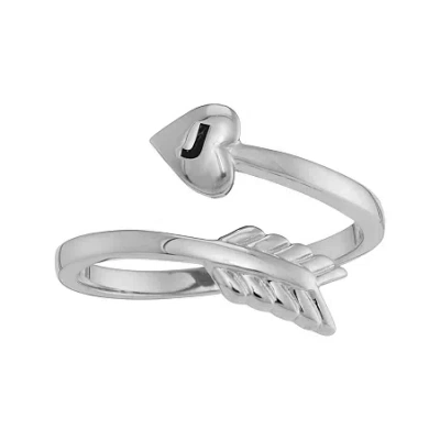 Fine Jewelry Personalized 10k White Gold Bypass Arrow Initial Ring In White