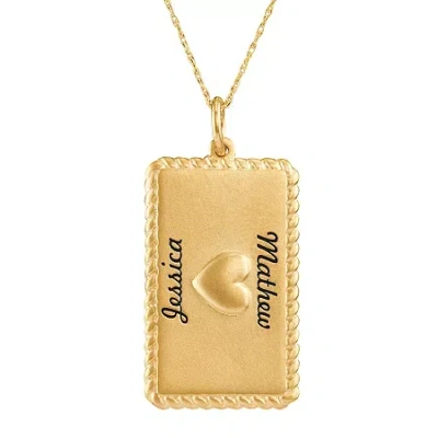 Fine Jewelry Personalized 10k Yellow Gold Rectangular Puffed Heart Pendant Necklace In Yellow