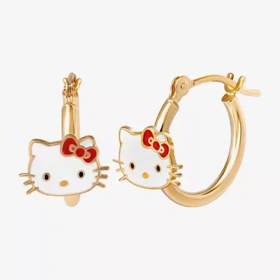 Fine Jewelry Girls 14k Gold 12.9mm Hello Kitty Hoop Earrings In Gold