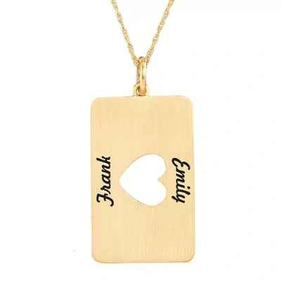 Fine Jewelry Personalized 10k Yellow Gold Rectangular Heart Cutout Pendant Necklace In Yellow