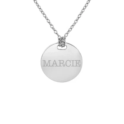 Fine Jewelry Personalized Sterling Silver 16mm Round Name Pendant Necklace In White