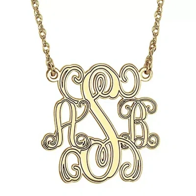 Fine Jewelry Personalized Personalized Sterling Silver 25mm Monogram Necklace In Yellow