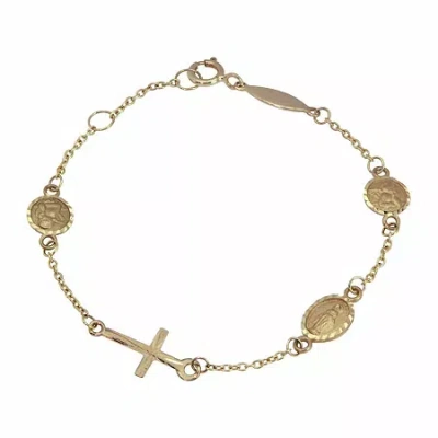 Fine Jewelry 14k Gold 5 1/2" Children Charm Bracelet In Transparent