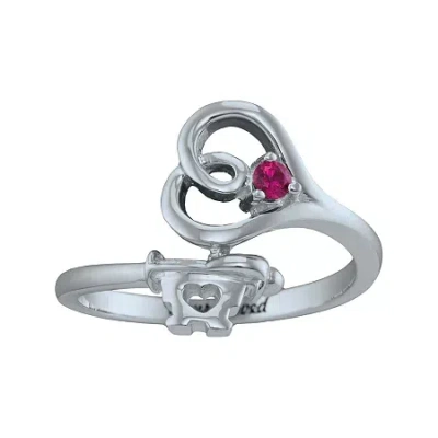 Fine Jewelry Personalized Simulated Birthstone Engraved Key Ring In White