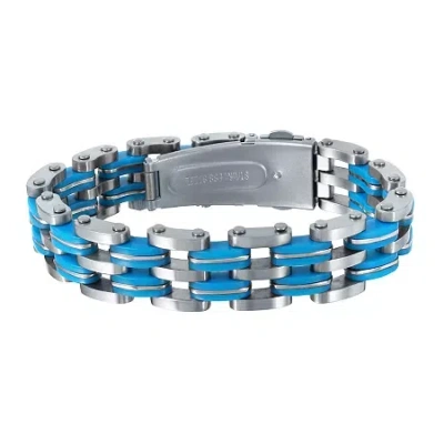 Fine Jewelry Mens Stainless Steel Blue Resin Bracelet In Multi