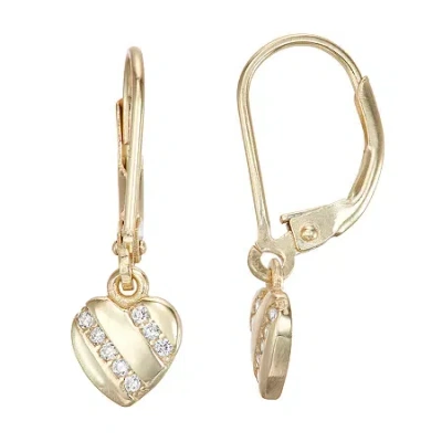 Fine Jewelry Girls Lab Created Cubic Zirconia Sterling Silver Heart Drop Earrings In Transparent