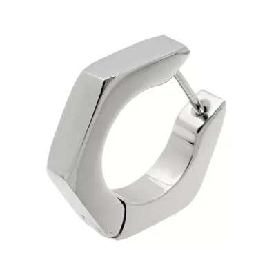 Fine Jewelry Mens Stainless Steel Huggie Hoop Earring In White