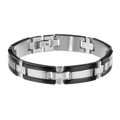 Fine Jewelry Mens Â¼ Ct. T.w. Diamond Stainless Steel & Black Ip Link Bracelet In White