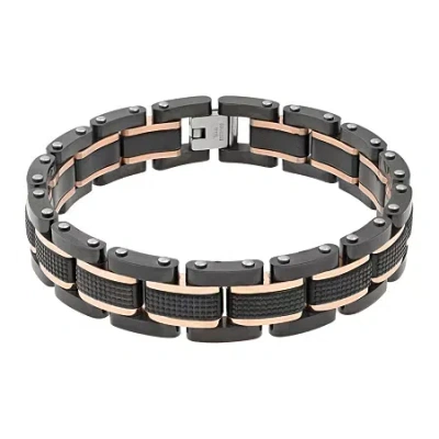Fine Jewelry Mens Black Ip Stainless Steel Textured Bracelet In Black