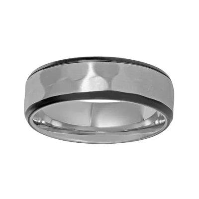 Fine Jewelry Mens Hammered-texture Stainless Steel Band Ring In White
