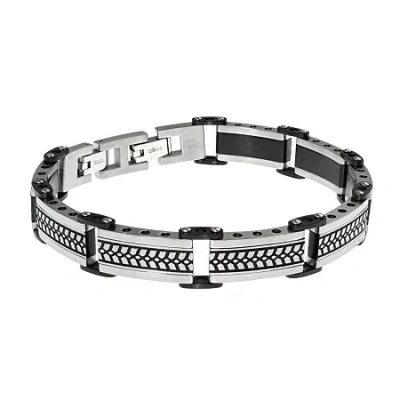 Fine Jewelry Mens Black Ip Stainless Steel Chain Bracelet With Lock Extender In Multi