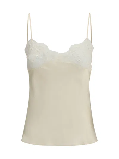 Chloé Women Washed Silk Satin And Lace Camisole In Metallic