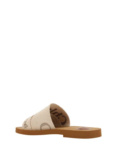 Chloé X High Summer Woody Embroidered Logo Flat Sandals In Multi
