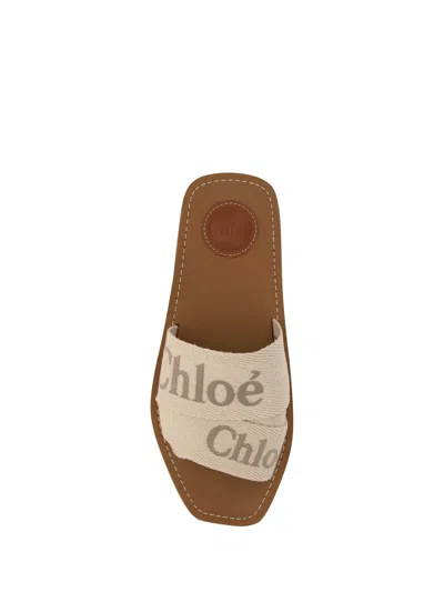 Chloé X High Summer Woody Embroidered Logo Flat Sandals In Multi