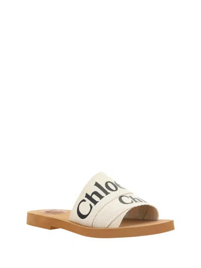 Chloé Woody Sabot Mules In White
