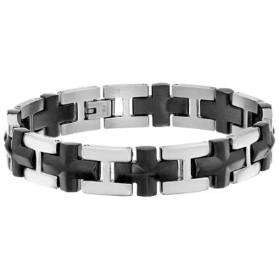 Fine Jewelry Mens Stainless Steel 8 1/2 Inch Link Bracelet In Transparent