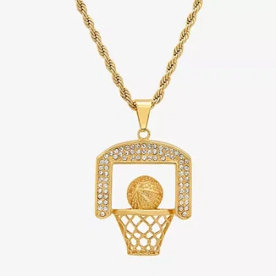 Fine Jewelry Steeltime Mens Crystal 18k Gold Over Stainless Steel Hypoallergenic 24 Inch Pendant Necklace In Transparent