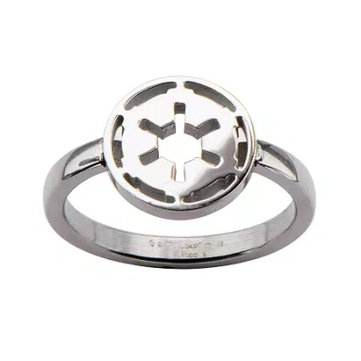 Fine Jewelry Star Wars Stainless Steel Galactic Empire Symbol Cutout Ring In White