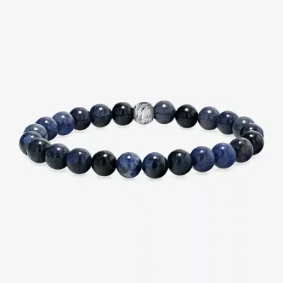 Fine Jewelry Mens Blue Agate Sterling Silver Beaded Bracelet In Transparent