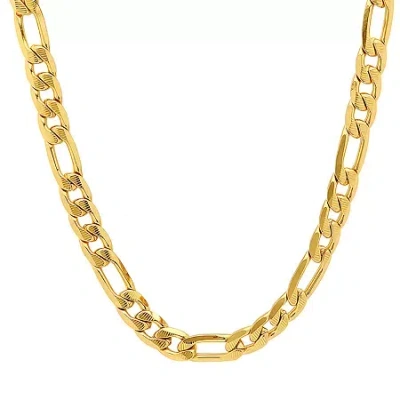 Fine Jewelry Steeltime Mens 18k Gold Over Stainless Steel Hypoallergenic 24 Inch Figaro Chain Necklace In Transparent