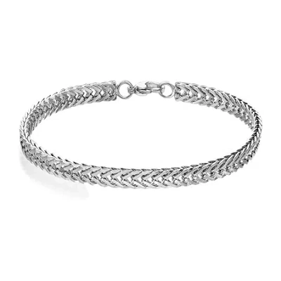 Fine Jewelry Mens Stainless Steel 8 1/2 Inch Solid Herringbone Chain Bracelet In Transparent