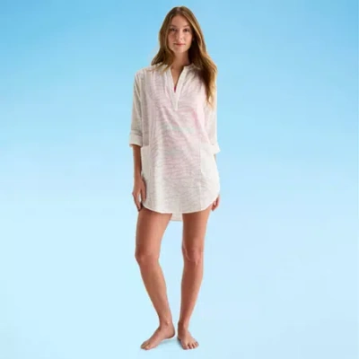 Liz Claiborne Womens Animal Print Animal Dress Swimsuit Cover-up In White