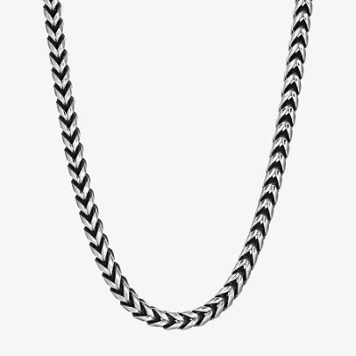 Fine Jewelry Mens Stainless Steel & Black Ip 8mm Foxtail Chain Necklace In Transparent