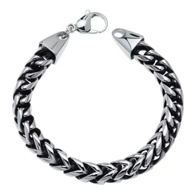 Fine Jewelry Mens Stainless Steel & Black Ip 8 1/2" 8mm Foxtail Bracelet In Transparent