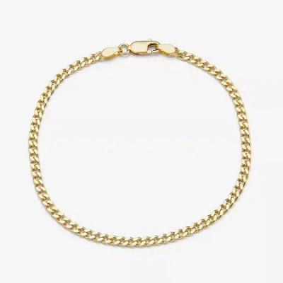 Fine Jewelry Unisex Adult 14k Gold Over Silver 7.5 Inch Solid Curb Chain Bracelet In Transparent