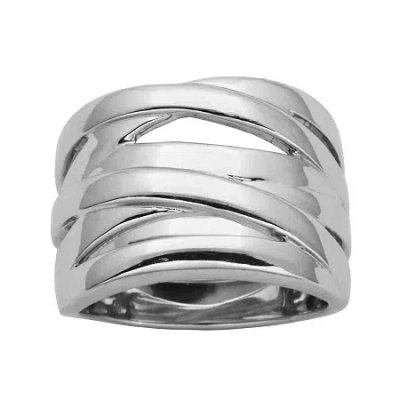 Fine Jewelry Sterling Silver Crisscross Ring In Transparent